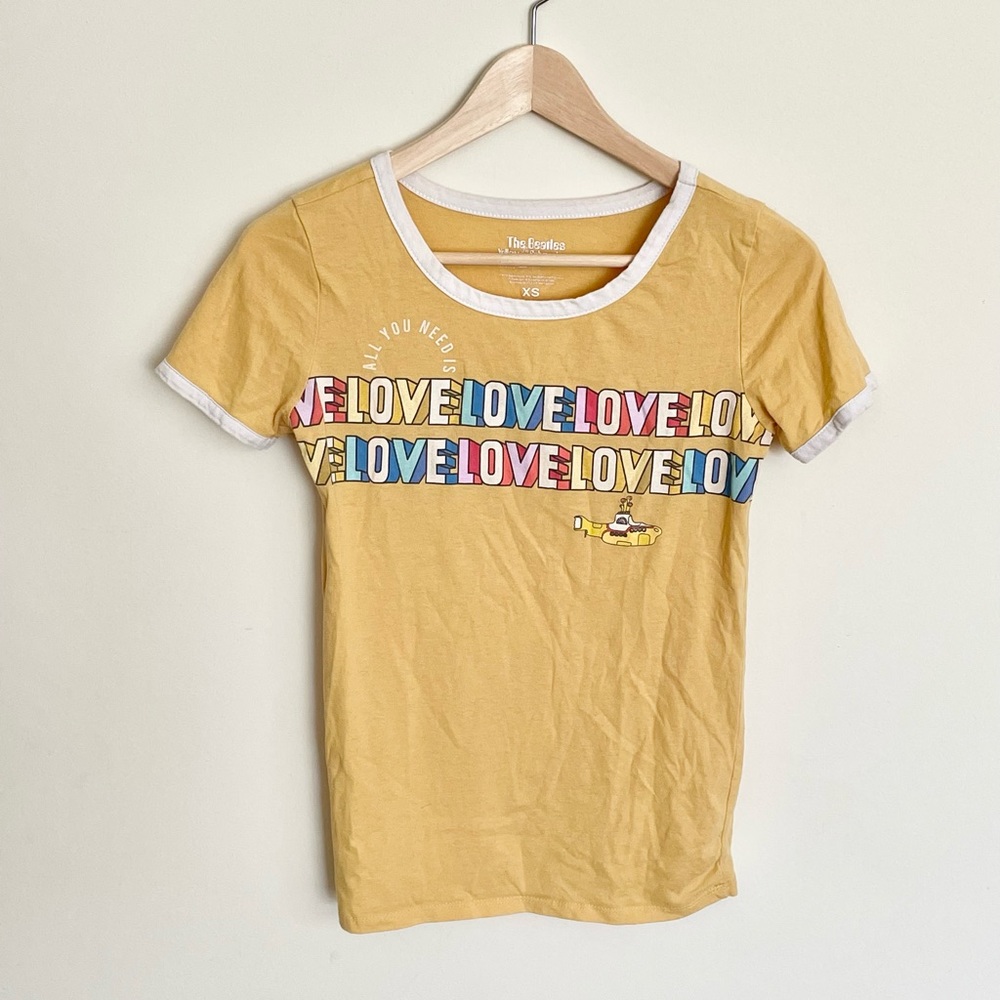 The Beatles Yellow Submarine All You Need Is Love Ringer T Shirt Tee Womens XS